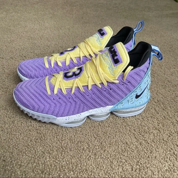 Nike LeBron 16 'Lakers Heritage' Sz 12 In Atomic Violet/Bicycle